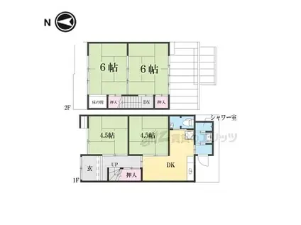 京福電気鉄道北野線 北野白梅町駅 徒歩12分 2階建 築75年(4DK)の間取り写真