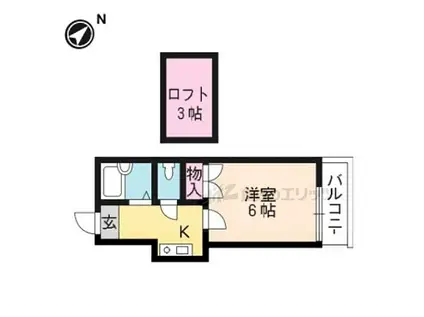 嵯峨野レジデンス(1K/2階)の間取り写真