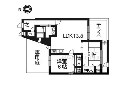 コンフィアンサ桂(2LDK/1階)の間取り写真