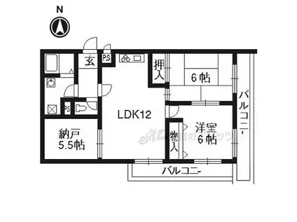 カレント桂(3LDK/2階)の間取り写真