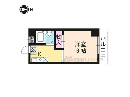 阪急京都本線 西京極駅 徒歩2分 4階建 築37年(1K/3階)の間取り写真