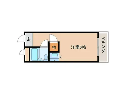 近鉄橿原線 九条駅(奈良) 徒歩19分 3階建 築35年(ワンルーム/2階)の間取り写真