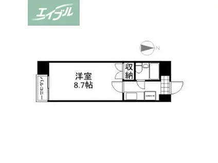 岡山電気軌道清輝橋線 郵便局前駅 徒歩4分 9階建 築35年(1K/6階)の間取り写真