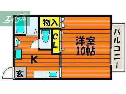JR山陽本線 岡山駅 徒歩13分 3階建 築21年(1K/1階)の間取り写真