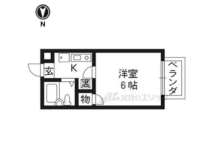 京阪本線 丹波橋駅 徒歩3分 3階建 築30年(1K/3階)の間取り写真