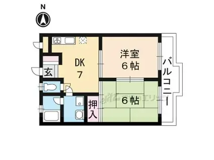 シャトーハイガーデンI(2DK/2階)の間取り写真