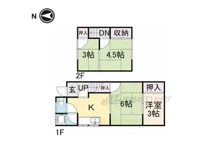 阪急嵐山線 松尾大社駅 徒歩9分 2階建 築57年(4K)の間取り写真