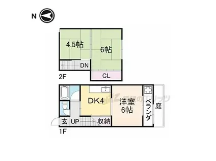 近鉄京都線 久津川駅 徒歩10分 2階建 築58年(3DK)の間取り写真