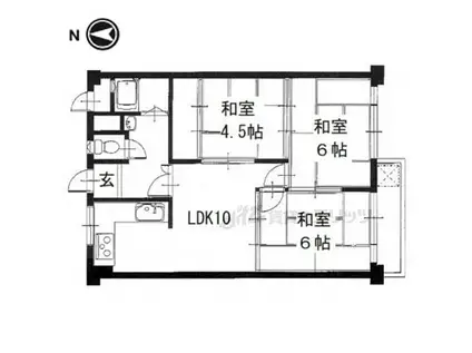 九条B棟(3LDK/4階)の間取り写真