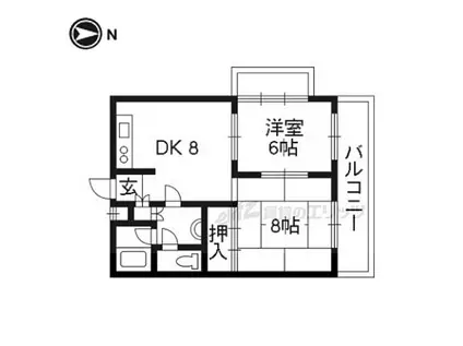京阪本線 伏見桃山駅 徒歩16分 6階建 築39年(2LDK/6階)の間取り写真