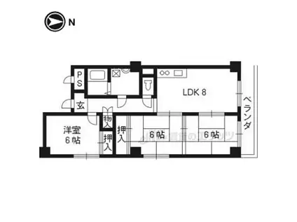 ロイヤルコーポ洛南(3LDK/2階)の間取り写真