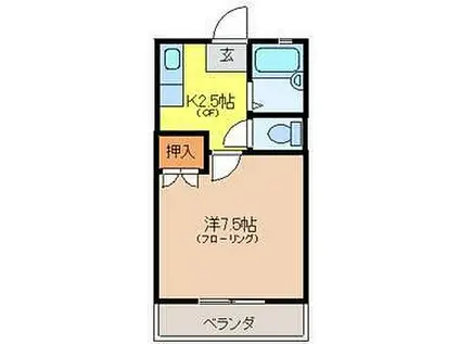 トサキハイツI(1K/2階)の間取り写真