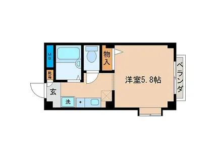 塙田壱番館(ワンルーム/1階)の間取り写真