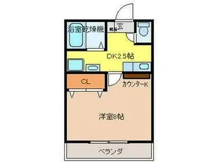 JR東北本線 雀宮駅 徒歩7分 2階建 築26年(1K/1階)の間取り写真