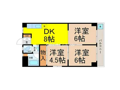 八事ドミール(3LDK/3階)の間取り写真