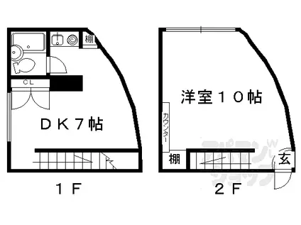 B-LOCK神楽岡(1DK/2階)の間取り写真