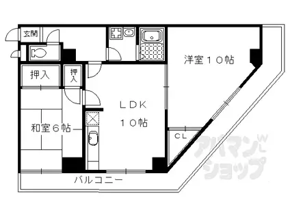 京都市営烏丸線 北山駅(京都) 徒歩31分 4階建 築36年(2LDK/4階)の間取り写真