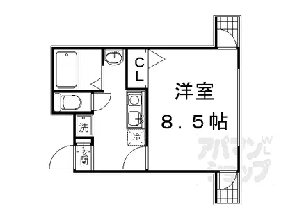 京都市営烏丸線 北大路駅 徒歩24分 5階建 築32年(1K/3階)の間取り写真