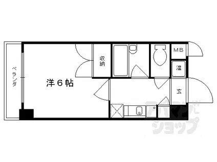 京福電気鉄道北野線 北野白梅町駅 徒歩7分 5階建 築26年(1K/4階)の間取り写真