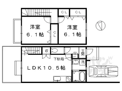 京都市営烏丸線 鞍馬口駅 徒歩17分 2階建 築7年(2LDK/1階)の間取り写真
