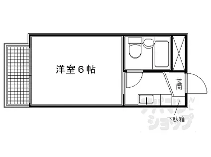 京都市営烏丸線 今出川駅 徒歩10分 3階建 築47年(1K/2階)の間取り写真