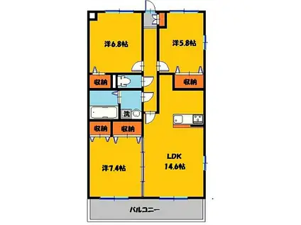 グランセトル(3LDK/3階)の間取り写真