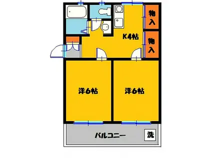 ソレーユ大和(2DK/2階)の間取り写真
