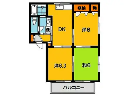 プライムハウス(3DK/1階)の間取り写真