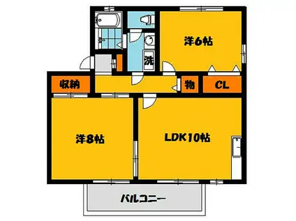 メゾンド・キューブC棟(2LDK/2階)の間取り写真