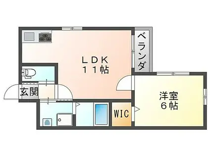 セレーノ塚口(1LDK/3階)の間取り写真