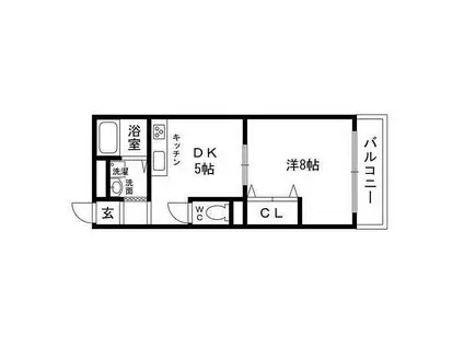 フェアリーテール出屋敷(1DK/1階)の間取り写真