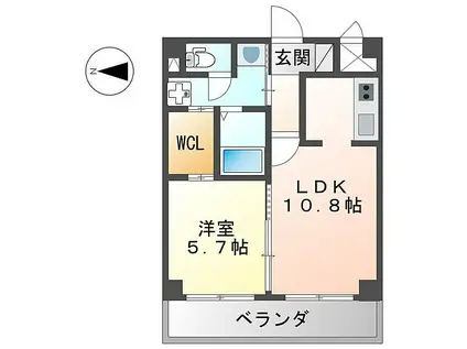 アウローラ武庫之荘(1LDK/6階)の間取り写真