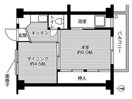 ビレッジハウス藤田 2号棟(1DK/2階)の間取り写真