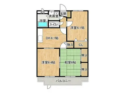 KOINOMOTOマンション(3DK/3階)の間取り写真