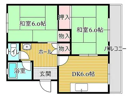 マンション宮下B(2DK/2階)の間取り写真