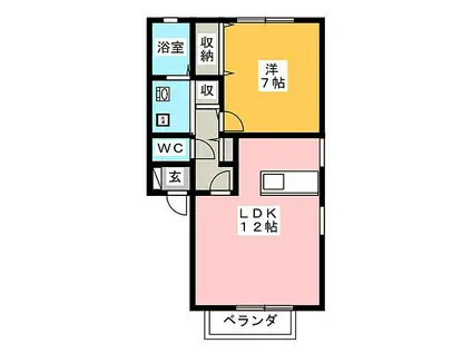 フォンテーヌ(1LDK/1階)の間取り写真