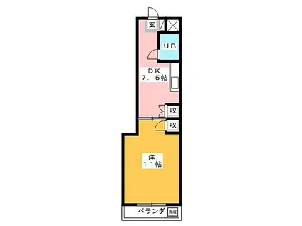 NAC宇都宮コーポ(1DK/3階)の間取り写真