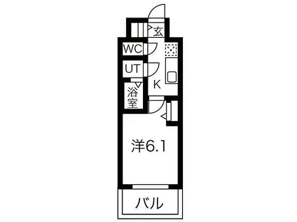 メイクスWアート今池III(1K/13階)の間取り写真