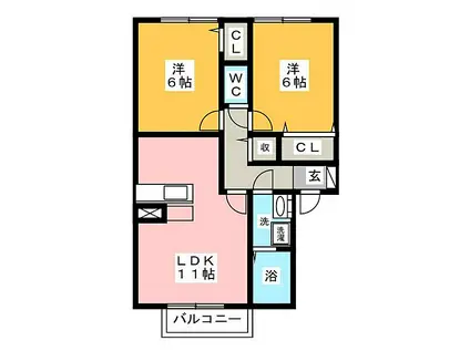 レクスト上野(2LDK/1階)の間取り写真