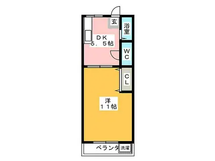 秋田マンション(1DK/3階)の間取り写真