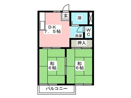 ファミール三武(2DK/2階)の間取り写真