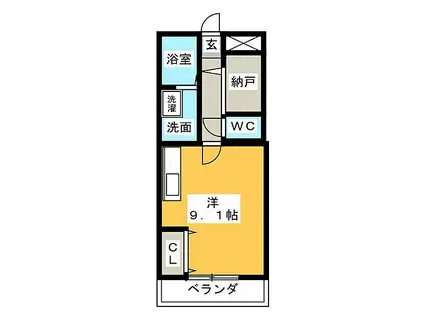 秋田マンション(ワンルーム/4階)の間取り写真