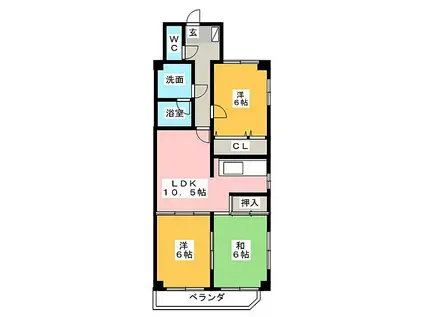 ハートインYASUI(3LDK/4階)の間取り写真