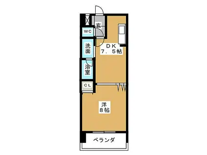 サンモール菊井(1DK/4階)の間取り写真