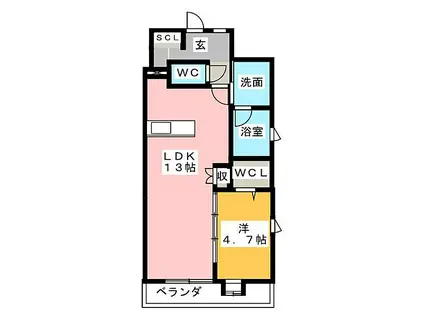 MAKIKI GARDEN PLACE(1LDK/2階)の間取り写真