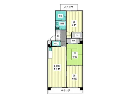 マンションひえい(3LDK/2階)の間取り写真