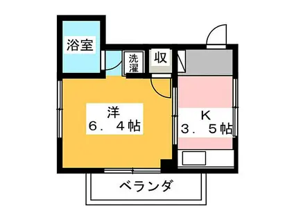 名鉄名古屋本線 二ツ杁駅 徒歩3分 2階建 築36年(1K/2階)の間取り写真