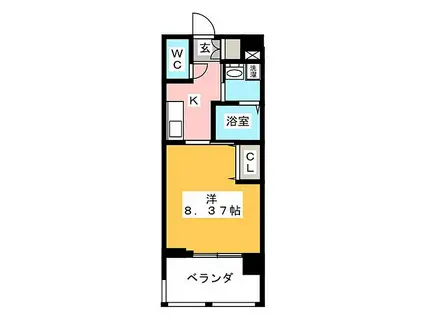 ルーエ本山(1K/8階)の間取り写真