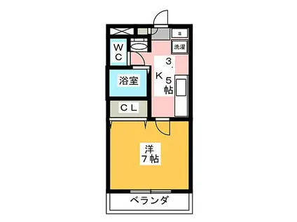 名古屋市営鶴舞線 浅間町駅 徒歩5分 10階建 築21年(1K/6階)の間取り写真