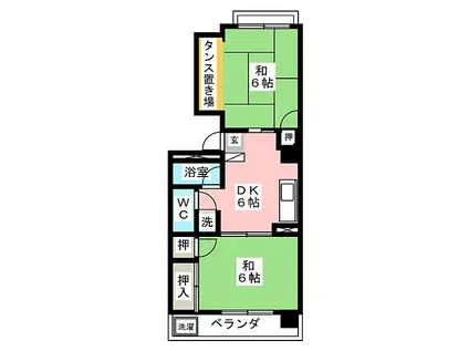 京田レジデンス(2DK/5階)の間取り写真